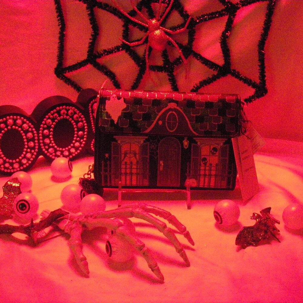 Betsey Johnson Forever Home Wallet On Chain Crossbody Bag Halloween WOC NWT - Picture 2 of 14